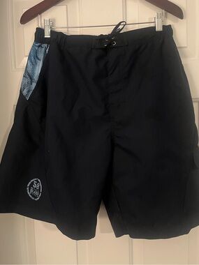 NWT Bill Blass Navy Blue Swim Board Shorts with Blue Accent Panel Size M
